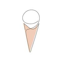 Eis Sahne gezeichnet im einer kontinuierlich Linie im Farbe. einer Linie Zeichnung, Minimalismus. Vektor Illustration.