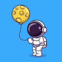 süß Astronaut halten Mond Ballon Karikatur Vektor Symbol Illustration. Wissenschaft Technologie Symbol Konzept isoliert Prämie Vektor. eben Karikatur Stil