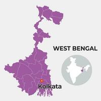 Westen Bengalen Locator Karte zeigen Kreis und es ist Hauptstadt vektor