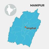 manipur locator Karta som visar distrikt och dess huvudstad vektor