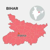 Bihar Locator Karte zeigen Kreis und es ist Hauptstadt vektor