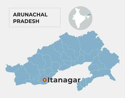arunachal Pradesh Locator Karte zeigen es ist Hauptstadt vektor