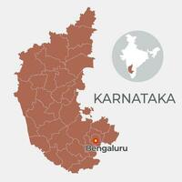 karnatakaen locator Karta som visar distrikt och dess huvudstad vektor