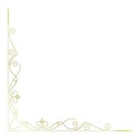 årgång hörn rader i de form av guld rullad blommor är tillverkad in i en barock stil ram. vektor