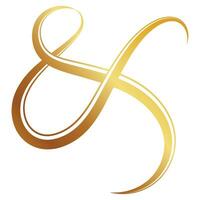 golden Luxus Et-Zeichen Zeichen Et-Zeichen Rand zum Drucken Einladungen Hochzeit Karte vektor
