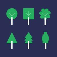 uppsättning av träd ikoner i platt stil. vektor illustration för din design
