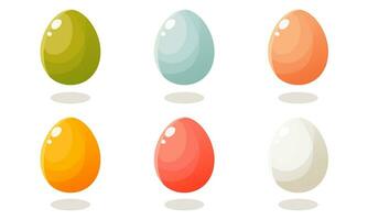 uppsättning av påsk färgrik ägg. vektor illustration på en vit bakgrund. Lycklig påsk. vår Semester. samling av dekorativ påsk symbol. vår färgrik choklad ägg.