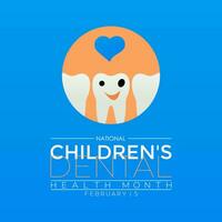 National Kinder s Dental Gesundheit Monat . Das ,S Tag Bewusstsein schützen Zähne und fördern gut Gesundheit, Verhütung von Dental Karies im Kinder. Vektor Illustration. Banner, Poster, Karte