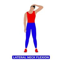Vektor Mann tun Hals strecken. seitlich Hals Flexion. Seite biegen. ein lehrreich Illustration auf ein Weiß Hintergrund.