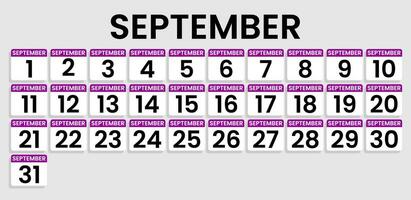 fjärdedel kalender mall för 2024. vägg kalender rutnät i minimalistisk stil. startande från 1 till 30. senast kalender för Allt månader vektor