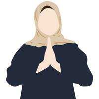 illustration av muslim kvinna i hijab i hälsning gest. vektor