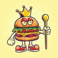 funky Krone köstlich Burger Vektor Abbildungen zum Ihre Arbeit Logo, Fan-Shop T-Shirt, Aufkleber und Etikette Entwürfe, Poster, Gruß Karten Werbung Geschäft Unternehmen oder Marken.