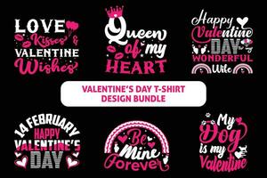 glücklich Valentinsgrüße Tag Typografie T-Shirt Design bündeln. Valentinstag T-Shirt Vektor Illustration.