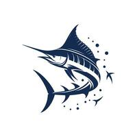 silhuett av en blå Svärdfisk fiske logotyp ikon vektor illustration