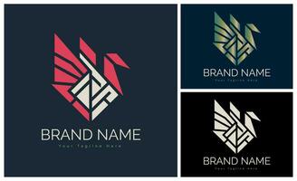 flygande fågel mosaik- stil logotyp mall design för varumärke eller företag och Övrig vektor