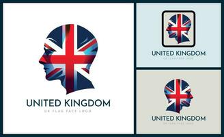 vereinigt Königreich Vereinigtes Königreich England Großbritannien Flagge Kopf Gesicht Logo Vorlage Design zum Marke oder Unternehmen vektor