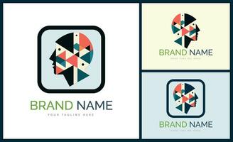 Mensch Gesicht Kopf Mosaik Stil modern Logo Vorlage Design zum Marke oder Unternehmen vektor