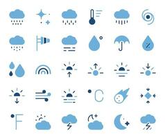 väder ikoner uppsättning - meteorologi prognos symboler vektor samling
