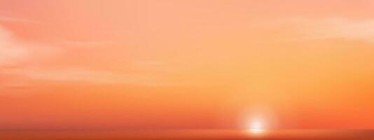 solnedgång himmel bakgrund, soluppgång moln orange, gul, rosa i morgon- sommar, vektor solig höst, natur landskap fält i kväll.vinter solljus, tecknad film illustration horisont vår solnedgång förbi hav strand