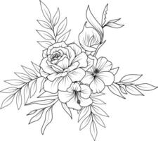 Blume Blumensträuße .Hand gezeichnet Blumen. schwarz und Weiß Blume skizzieren vektor