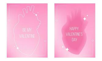 einstellen von Plakate mit glücklich Valentinsgrüße Tag im modisch y2k ästhetisch. verschwommen Gradient Hintergrund. Vektor Abbildungen zum Gruß Karte, Banner.