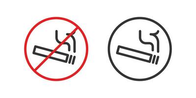 Nej rökning område och rökning område tecken tryckbar röd och grön sluta symbol ikon uppsättning förbjuda silhuett ikon design mall. vektor