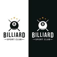Billard und Stichwort Stichwort kreativ Logo Vorlage Design. Logos von Billard- Sport Spiele, Vereine, Turniere und Meisterschaften. vektor