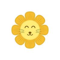 lejon och Sol blomma kombination platt design vektor