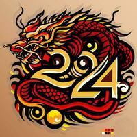 Chinesisch Tierkreis Drachen Symbol. Hieroglyphen bedeuten glücklich Neu Jahr und Symbol von von das Drachen vektor