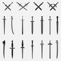 Symbol einstellen von uralt Schwerter vektor