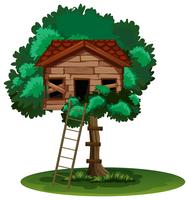 Gammal treehouse på trädet vektor