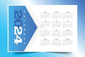 modern Stil 2024 Neu Jahr Kalender Vorlage ein perfekt Büro Schreibwaren vektor
