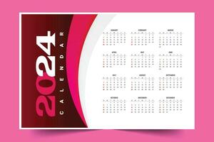 eleganta 2024 ny år kalender mall med abstrakt design vektor