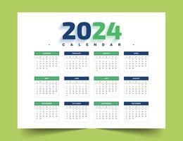 minimal och platt stil 2024 ny år schema kalender mall design vektor