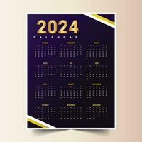 stilvoll 2024 Neu Jahr Kalender Vorlage zum Zeit Verwaltung vektor