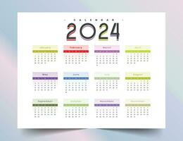 modern und bunt 2024 jährlich Kalender Vorlage Zeitplan Tore vektor