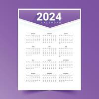 eleganta 2024 ny år kalender layout för organiserad planerare vektor