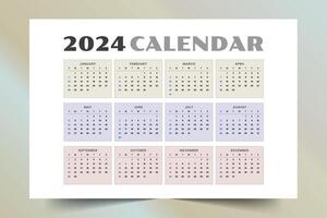 2024 ny år kalender mall en tryckbar design vektor