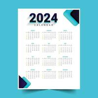 2024 engelsk årlig kalender layout för företag skrivbord eller vägg vektor