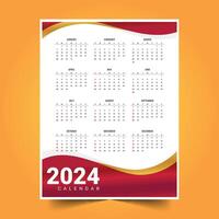 wellig Stil 2024 Neu Jahr Kalender Layout zum Veranstaltung Planer vektor