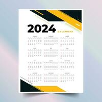 2024 engelsk kalender mall en gång i månaden planerare för ny år vektor