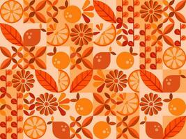 geometrisch Formen mit Orangen und Blumen zum Hintergrund im Herbst vektor