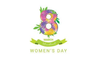 kvinnors dag hälsning text 8:e Mars internationell kvinnors dag vektor