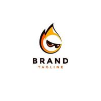 süß Feuer Kopf tragen Brille Logo Design. einfach Orange Feuer Kopf tragen schwarz Brille Logo Design. vektor