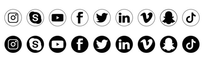social media logotyp ikoner isolerat på vit vektor