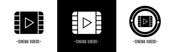 Kino Video Logo Satz. Sammlung von schwarz und Weiß Logos. Lager Vektor. vektor