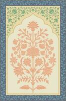 digital blomma textil- design, digital skriva ut. botanisk blommig etnisk motiv. mughal hand ritade, mughal vägg målningar. årgång indisk folk blomma målning konst grafik vägg bilder dekor. vektor