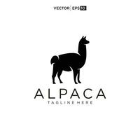 Alpaka Logo Design Symbol Vektor Silhouette