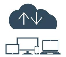 moln datoranvändning nätverk ansluten Allt enheter. vektor