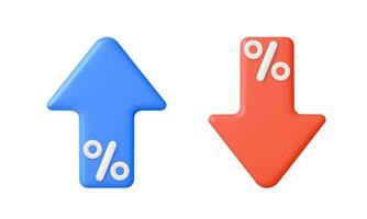 3d pil upp med procentsats symbol inkomst vektor